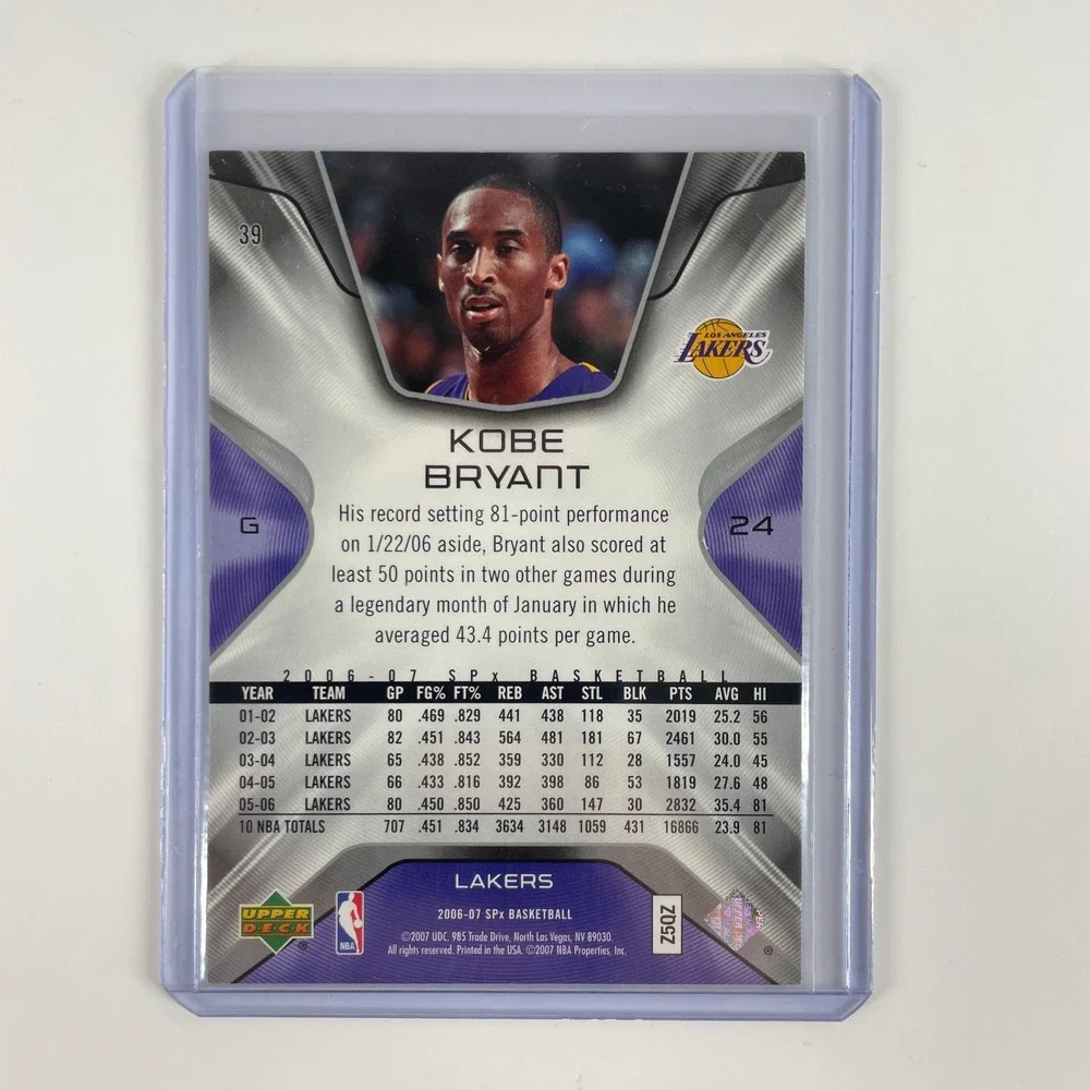 2006-07 Upper Deck SPx Kobe Bryant #39 Los Angeles Lakers Basketball Card Rare